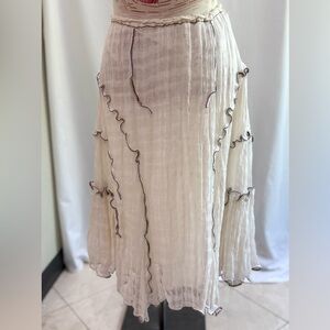 90’s Vintage Max Studio Cream Boho Skirt with Ruffle Accents